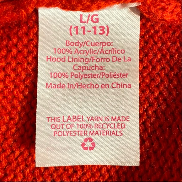 No Boundaries Red and White Knit Hoodie Sweater Wrap - Picture 5 of 6